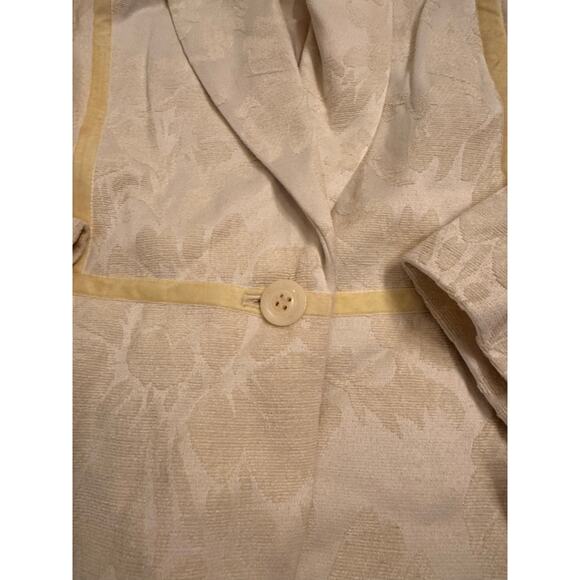 NWT Y2K Norton McNaughton White/Gold Jacquard Floral Blazer Jacket Size 16 - Picture 2 of 5